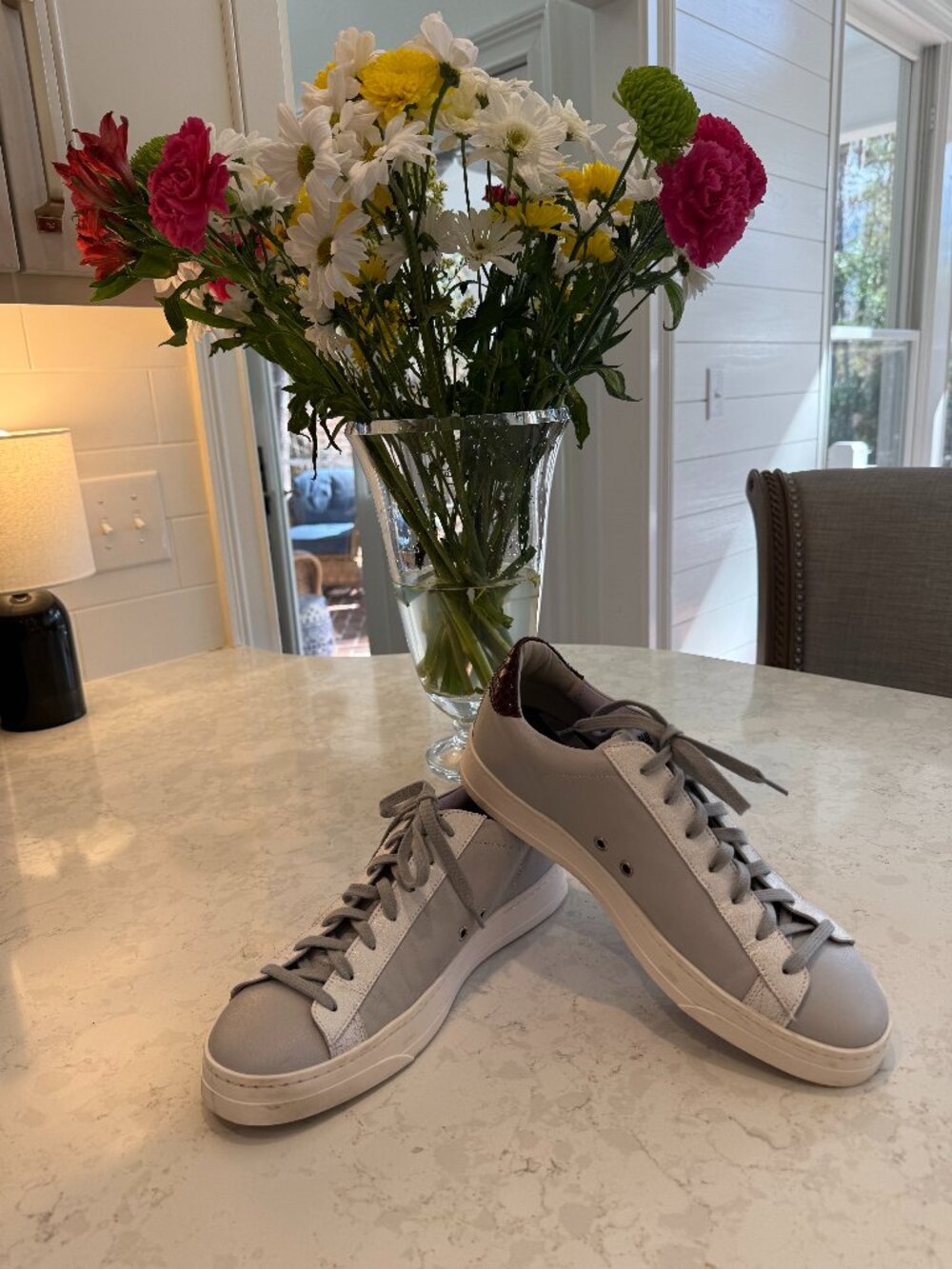 P448 Women's Pastel Grey Lilac Low Top Leather Sneaker Tennis Shoe 42 EU